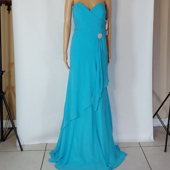 NWT Alyce  A-Line Formal Gown in Turquoise Size 10 - Picture 5 of 5